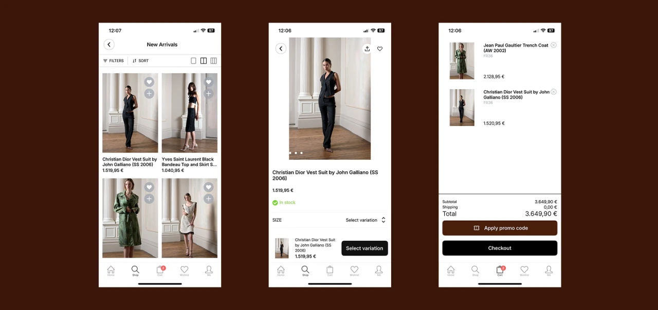 Époque Couture — website design
