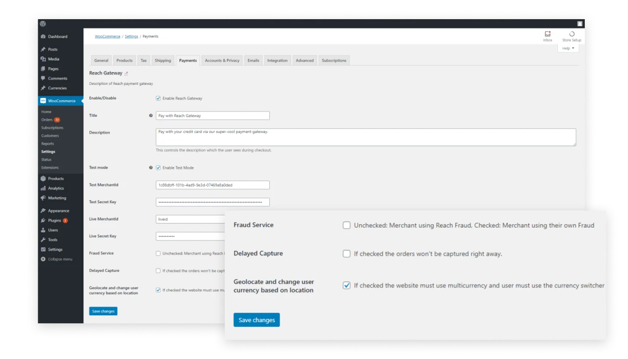 Reach WooCommerce Plugin — website design
