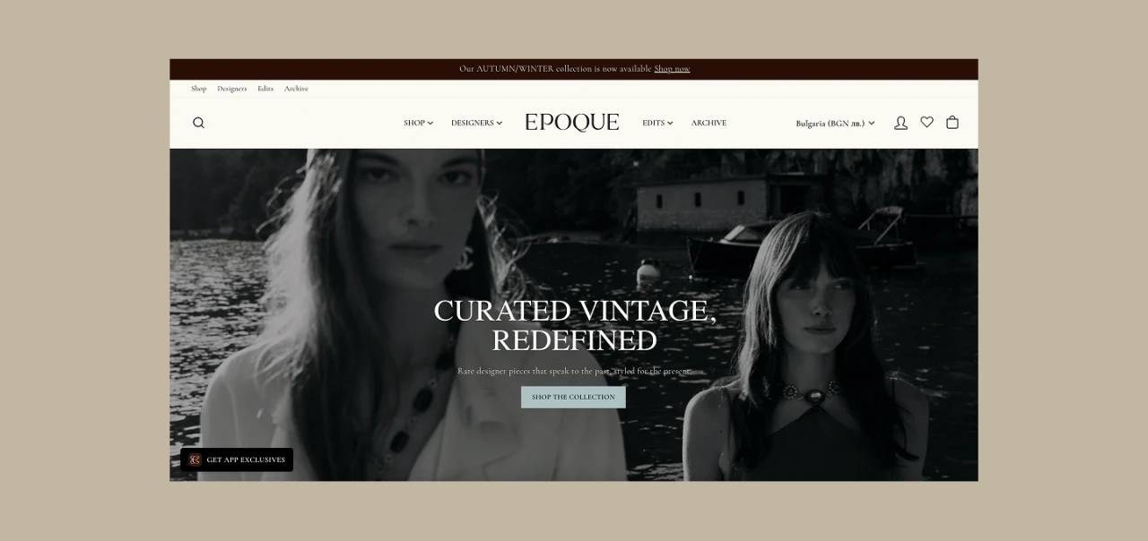 Époque Couture — website design