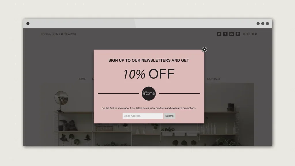 Dark background popup