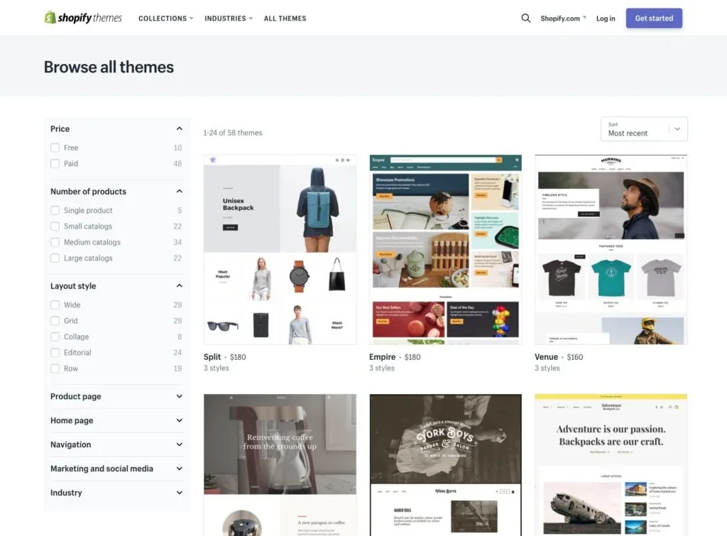 all Shopify themes