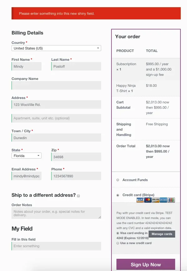 woo commerce checkout